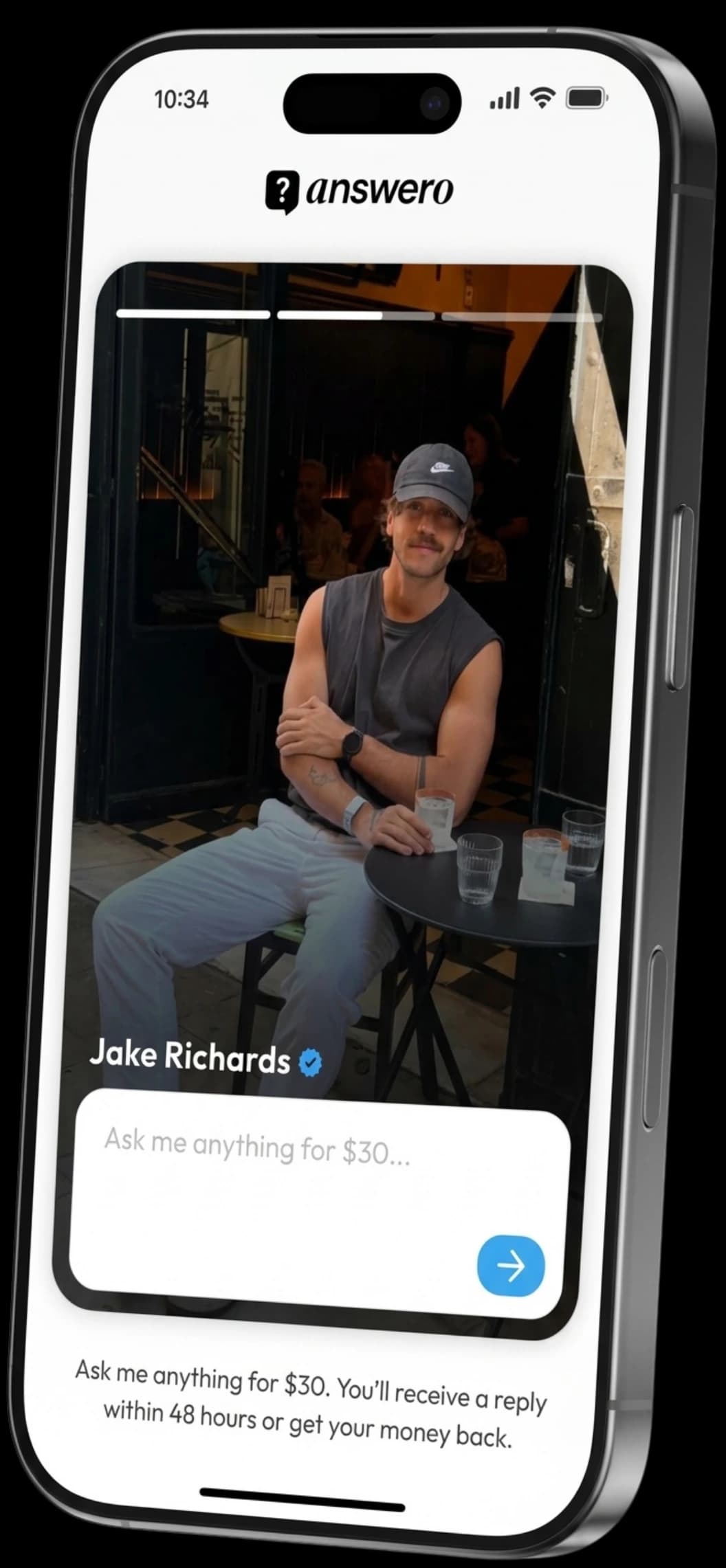 Answero app on an iPhone